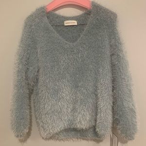 Goodnight Macaroon light blue fuzzy sweater
